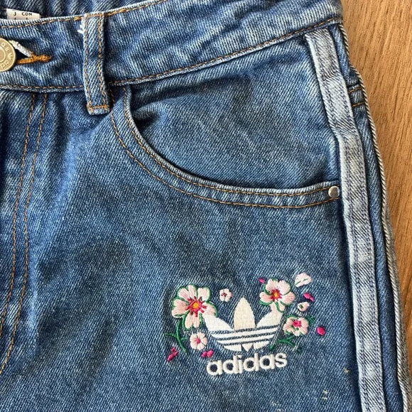 Adidas Originals Alexander Wang X Naomi Utsu denim pants side tri-stripe size 4 - Picture 4 of 13